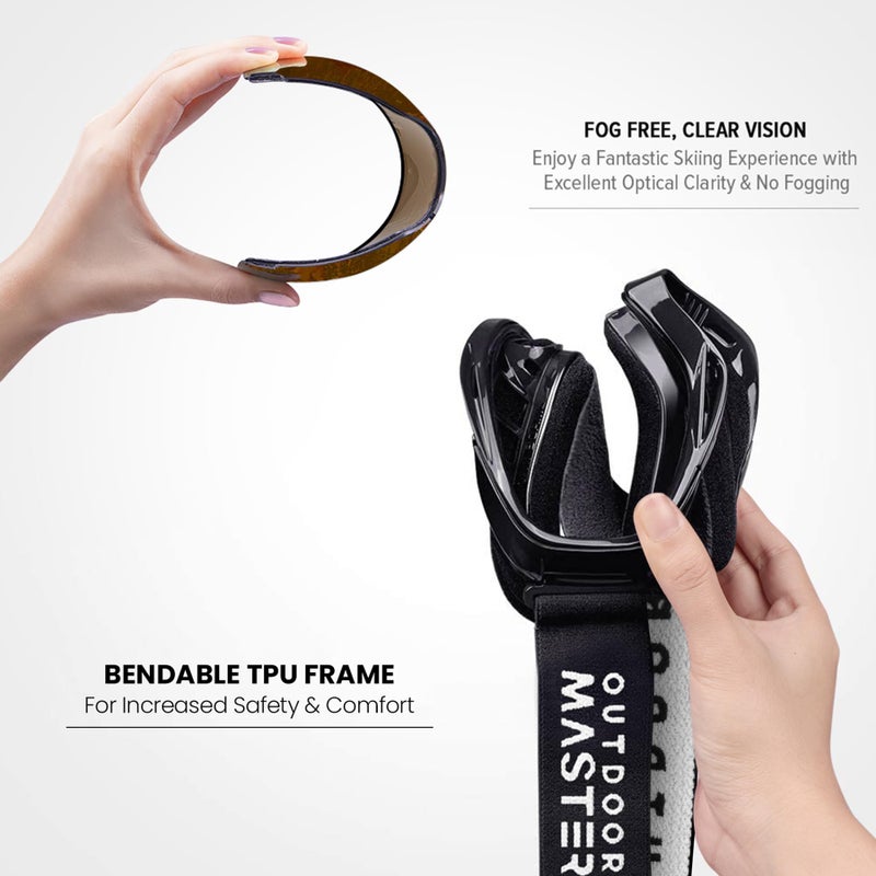 OutdoorMaster OTG Ski Goggles - Over Glasses Ski/Snowboard Goggles for Men, Women & Youth - 100% UV Protection (Black Frame + VLT 24% Orange Lens with REVO Silver) - Image 3